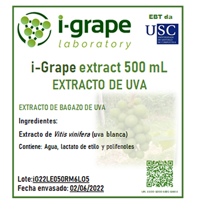 etiqueta descriptiva del producto Extracto de uva